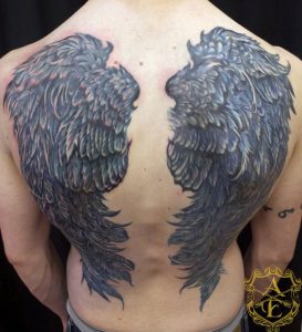 Raven Wings Back Tattoo Men Idea Ideas For Raven Tattoos Back intended for dimensions 1024 X 1126