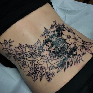 Roses With Wild Flowers Lower Back Tattoo Blurmark for measurements 1080 X 1080