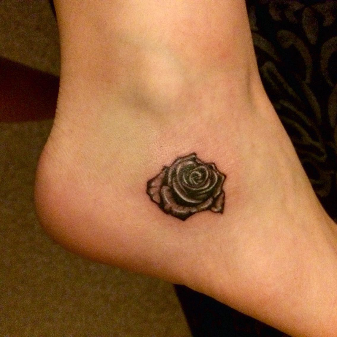 Small Black And White Rose Ankle Tattoo Art Tattoos Design pertaining to measurements 1136 X 1136