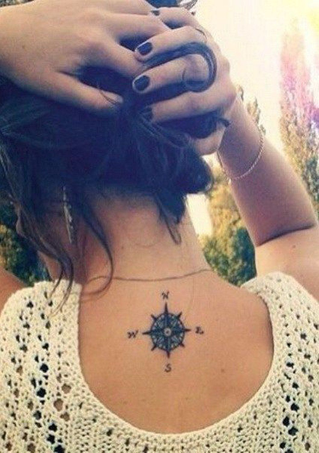 Small Compass Tattoo Ideas Back Of Neck Spine Womens Tats Tatouage throughout proportions 1059 X 1500