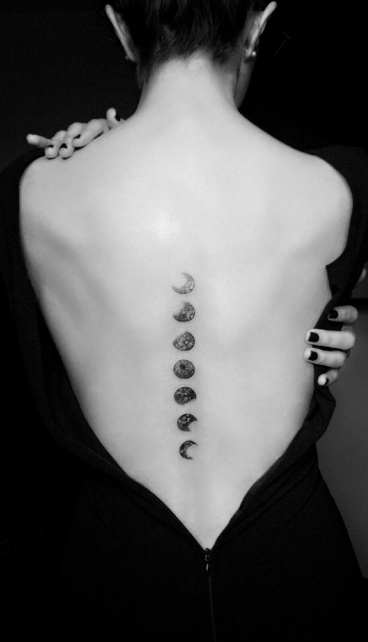 Spine Tattoo Moon Phases Floral Tattoo Back Tattoo Ink Spine pertaini...
