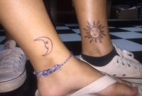 Sun And Moon Matching Tattoos Inside Left Leg Just Above The Ankle throughout size 1334 X 1334