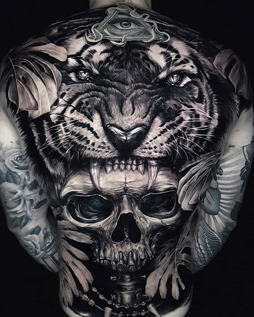 Tiger Skull Back Tattoo Back Tattoos Back Tattoo Tattoos with regard to measurements 858 X 1072