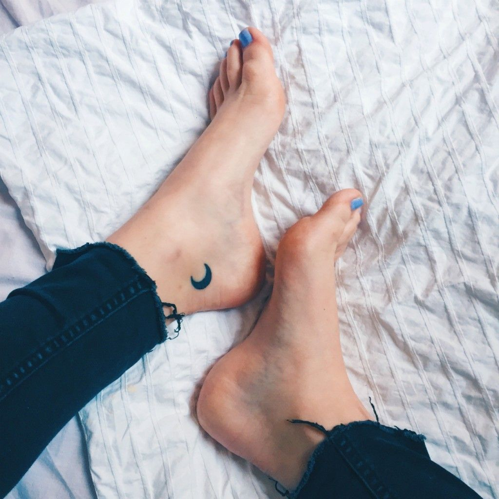 Tiny Crescent Moon Tattoo On Ankle Ink Halbmond Tattoo Tattoo for proportions 1024 X 1024