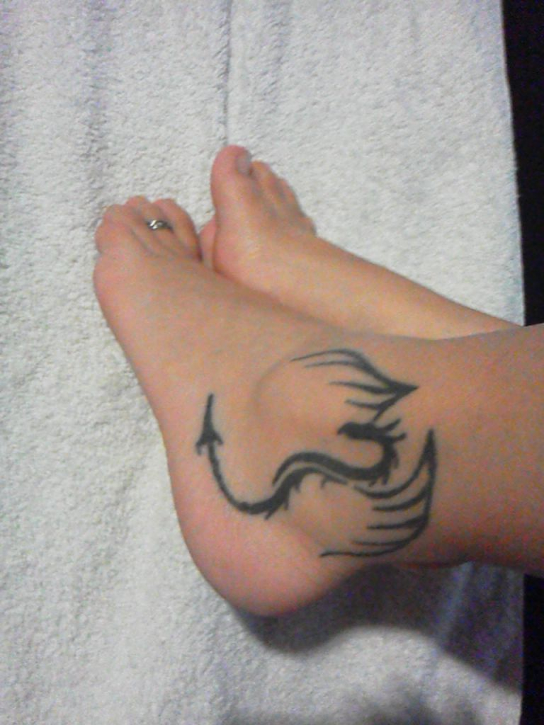 Tribal Dragon Tattoo On Ankle for sizing 768 X 1024