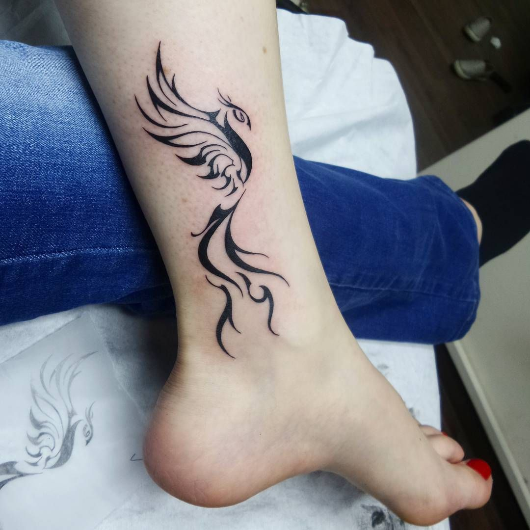 Tribal Phoenix Tattoo On Ankle Ankle Tattoos Art Tribal throughout dimensions 1080 X 1080