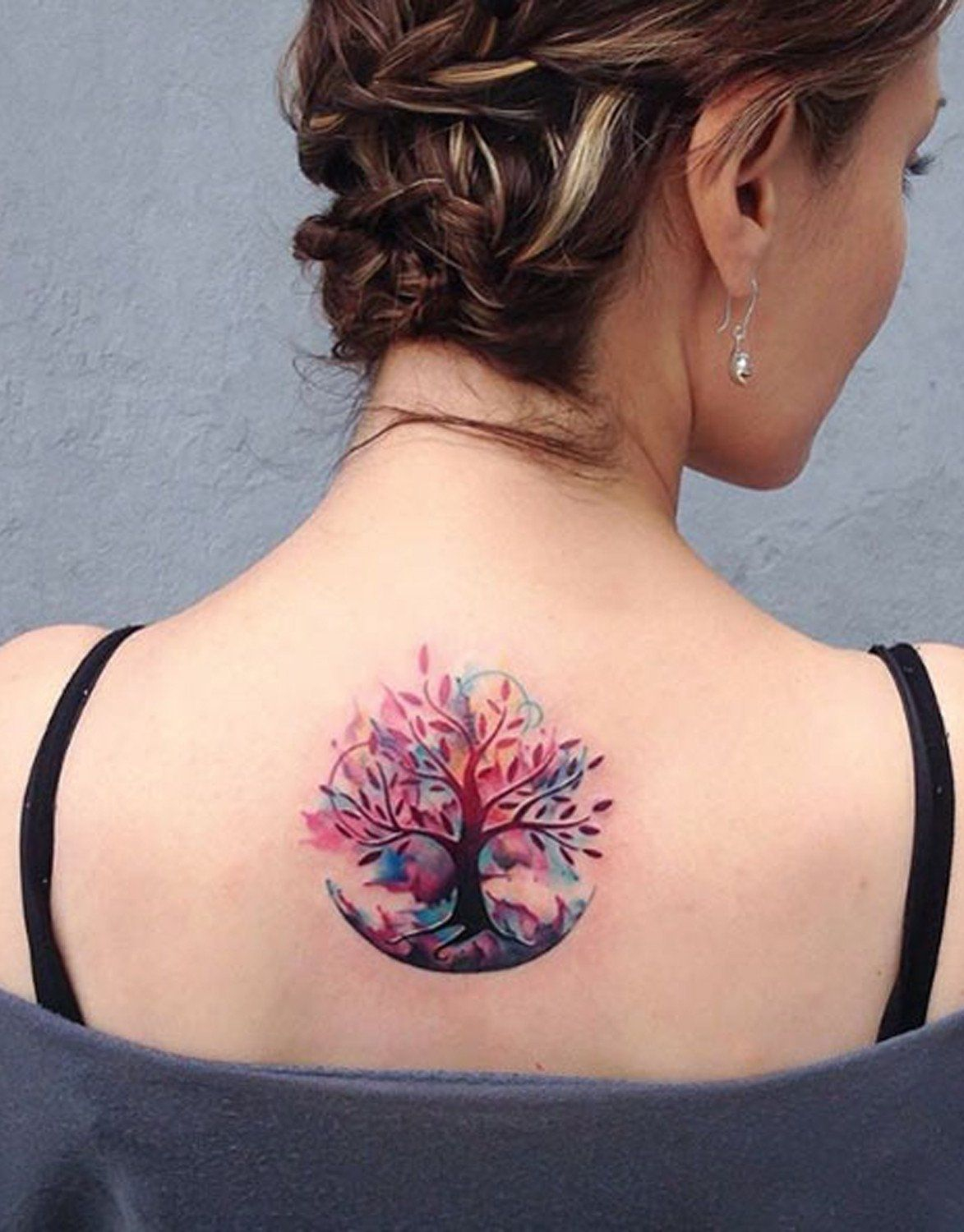Unique And Cool Tree Of Life Family Tree Watercolor Back Tattoo throughout proportions 1173 X 1500