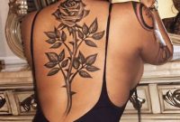 Unique Large Rose Spine Back Tattoo Ideas For Women Vintage Black in measurements 1292 X 2048