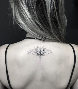 Water Lily Lotus Upper Back Tattoo Ideas For Women Simple with regard to dimensions 1317 X 1500