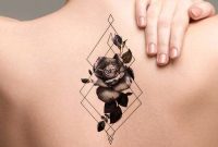 Watercolor Rose Geometric Diamond Back Spine Tattoo Ideas For Women with regard to size 900 X 1350