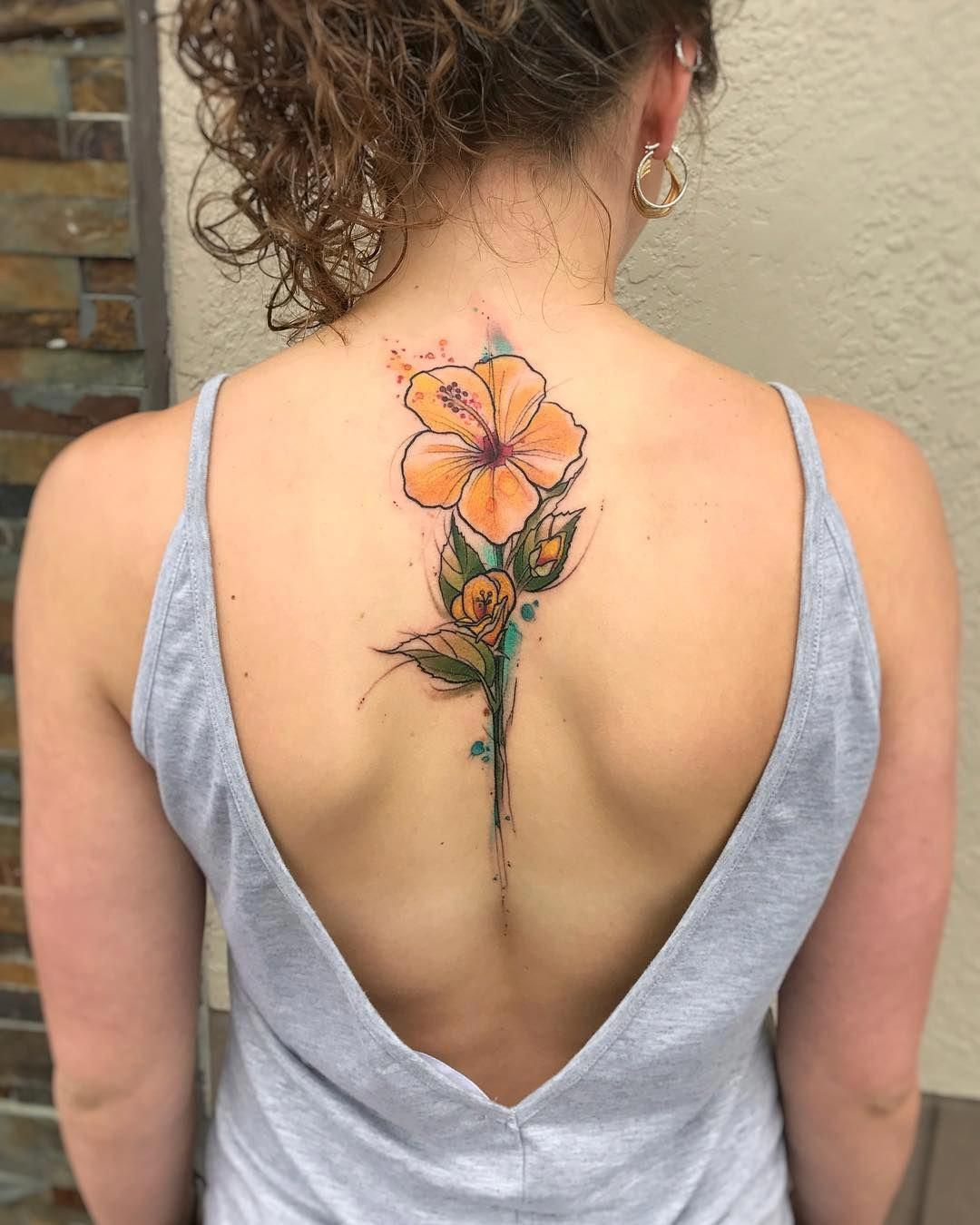 Watercolor Yellow Hibiscus Flower Tattoosonback Tattoos On Back throughout size 1080 X 1350