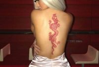 Womens Dragon Tattoo Back Line Red Ink Tattoos Spine with size 750 X 1334