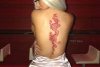 Womens Dragon Tattoo Back Line Red Ink Tattoos Spine within measurements 750 X 1334