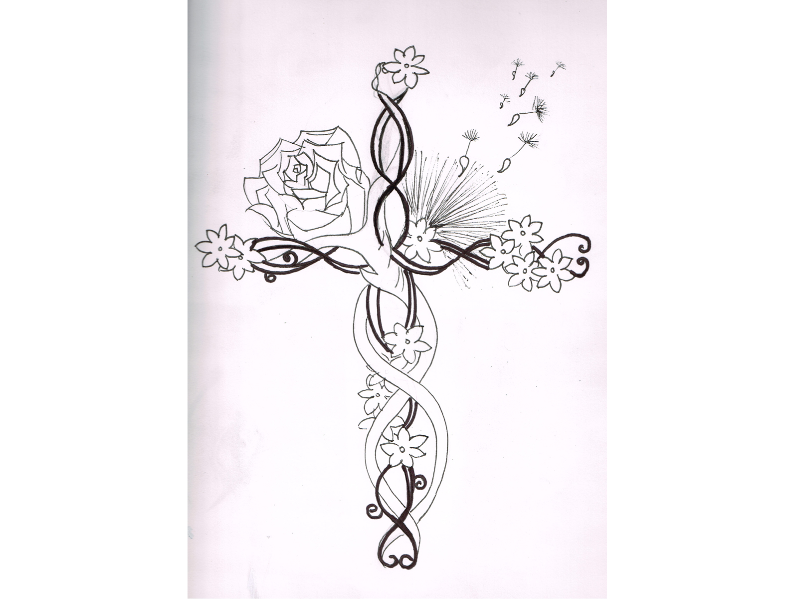 15 Pretty Flower Cross Designs Images Cross With Flowers Tattoos regarding sizing 1600 X 1200
