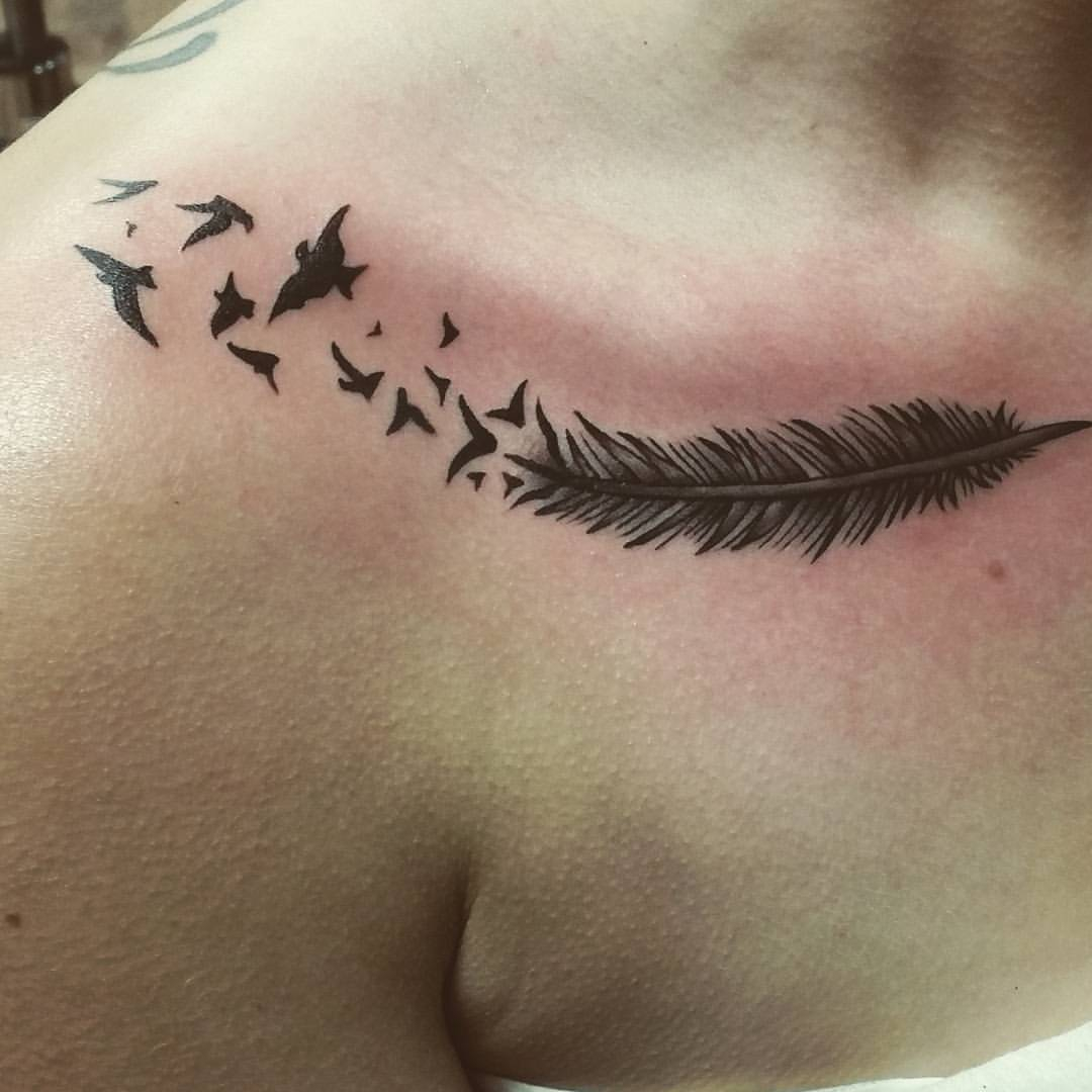 30 Collar Bone Feather Tattoos for proportions 1080 X 1080