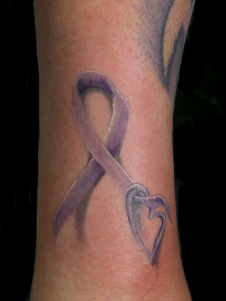 30 Unique Purple Ribbon Tattoos throughout sizing 768 X 1024