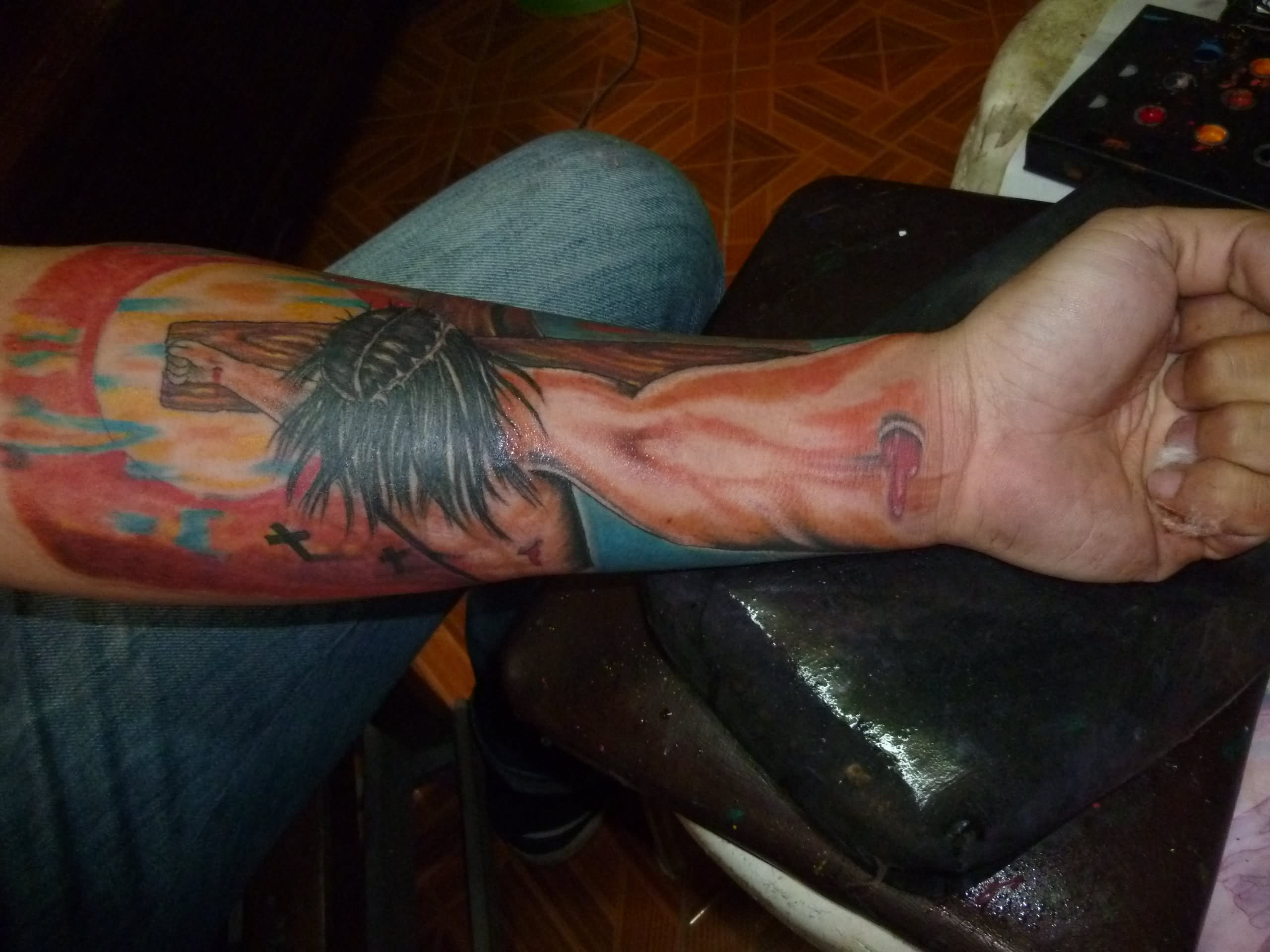 3d Jesus Cross Tattoo On Left Forearm throughout sizing 2560 X 1920