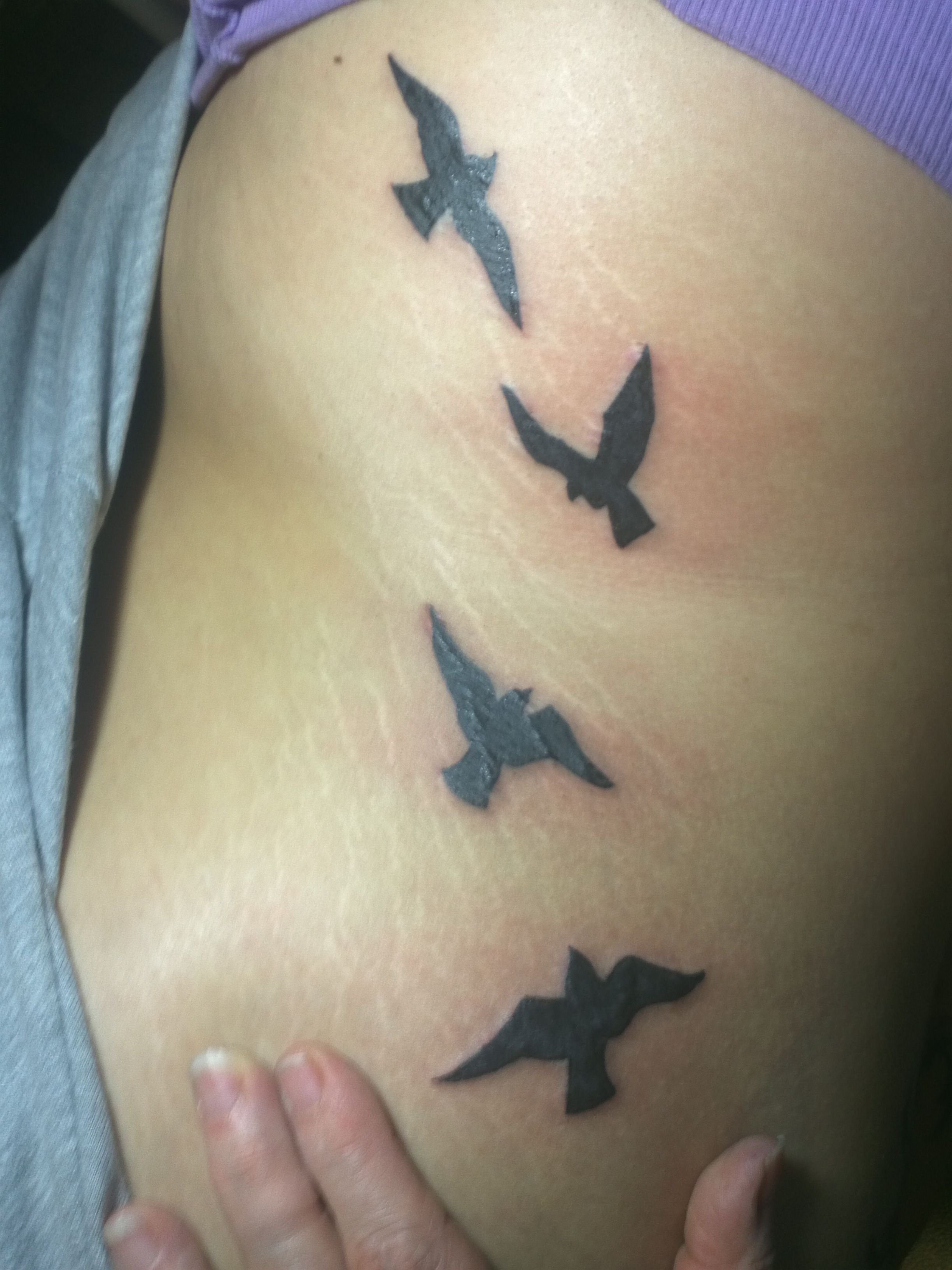 4 Flying Black Birds Tattoo On Side My Tattoos Black Bird Tattoo within size 2448 X 3264