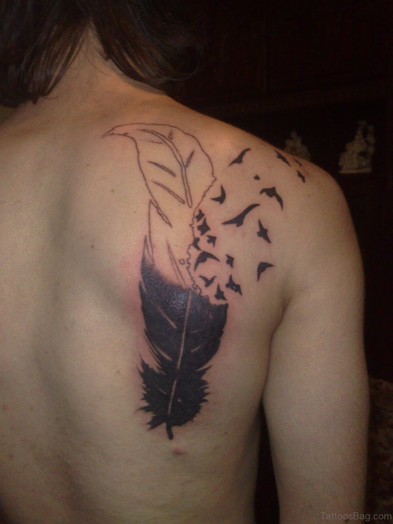 40 Excellent Feather Tattoos On Shoulder with measurements 768 X 1024