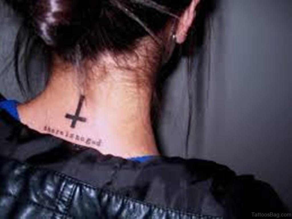 41 Beautiful Cross Tattoos On Neck for proportions 1024 X 768
