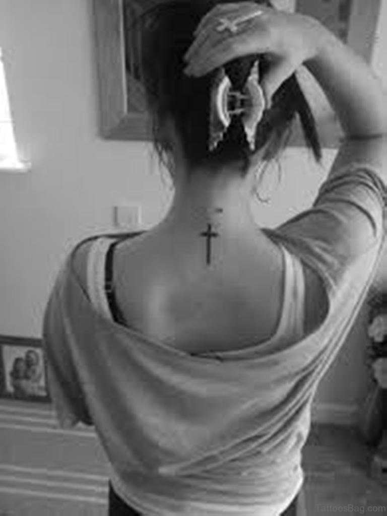 41 Beautiful Cross Tattoos On Neck in size 768 X 1024