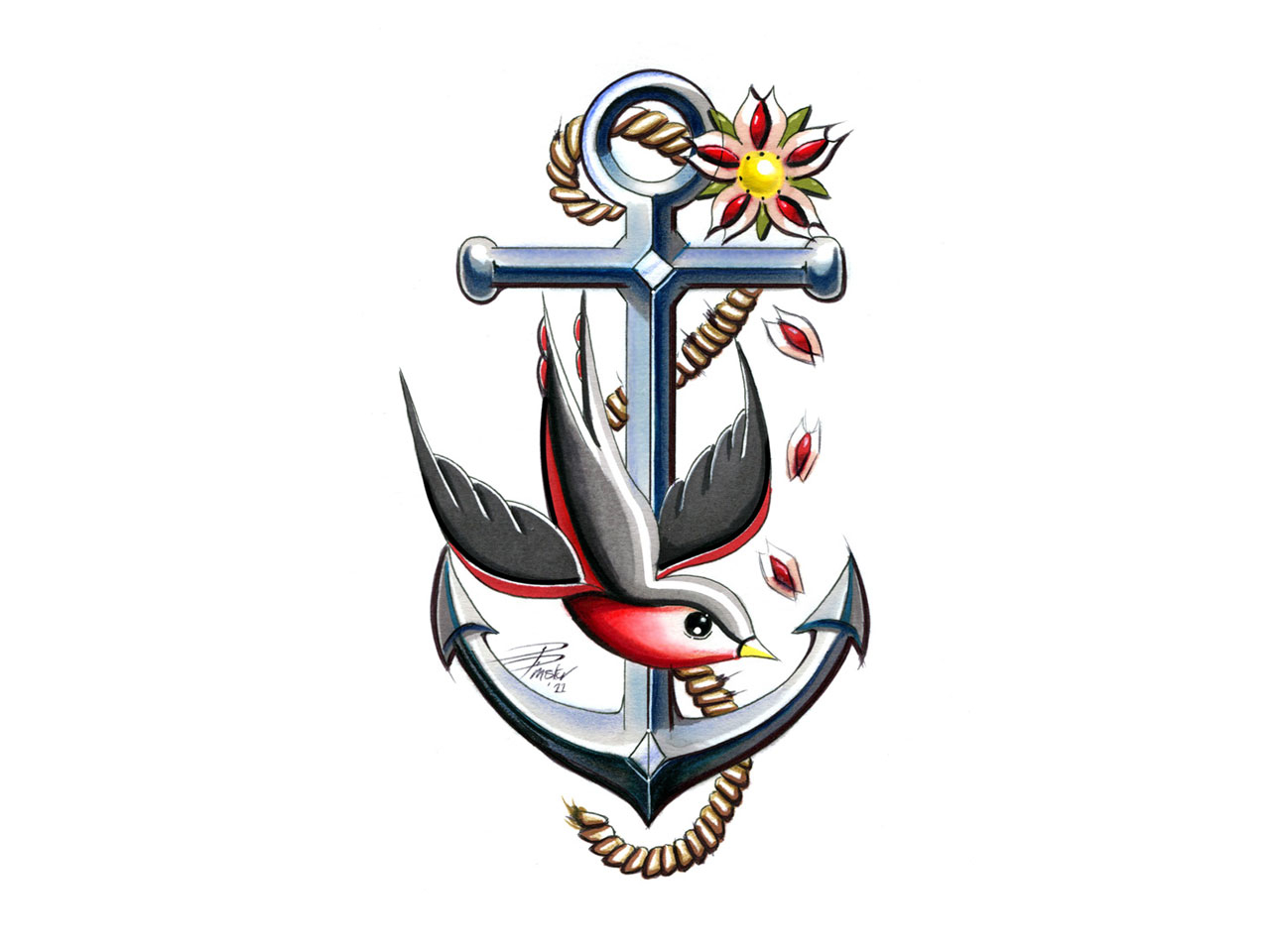 48 Anchor With Birds Tattoos Collection with regard to sizing 1280 X 960