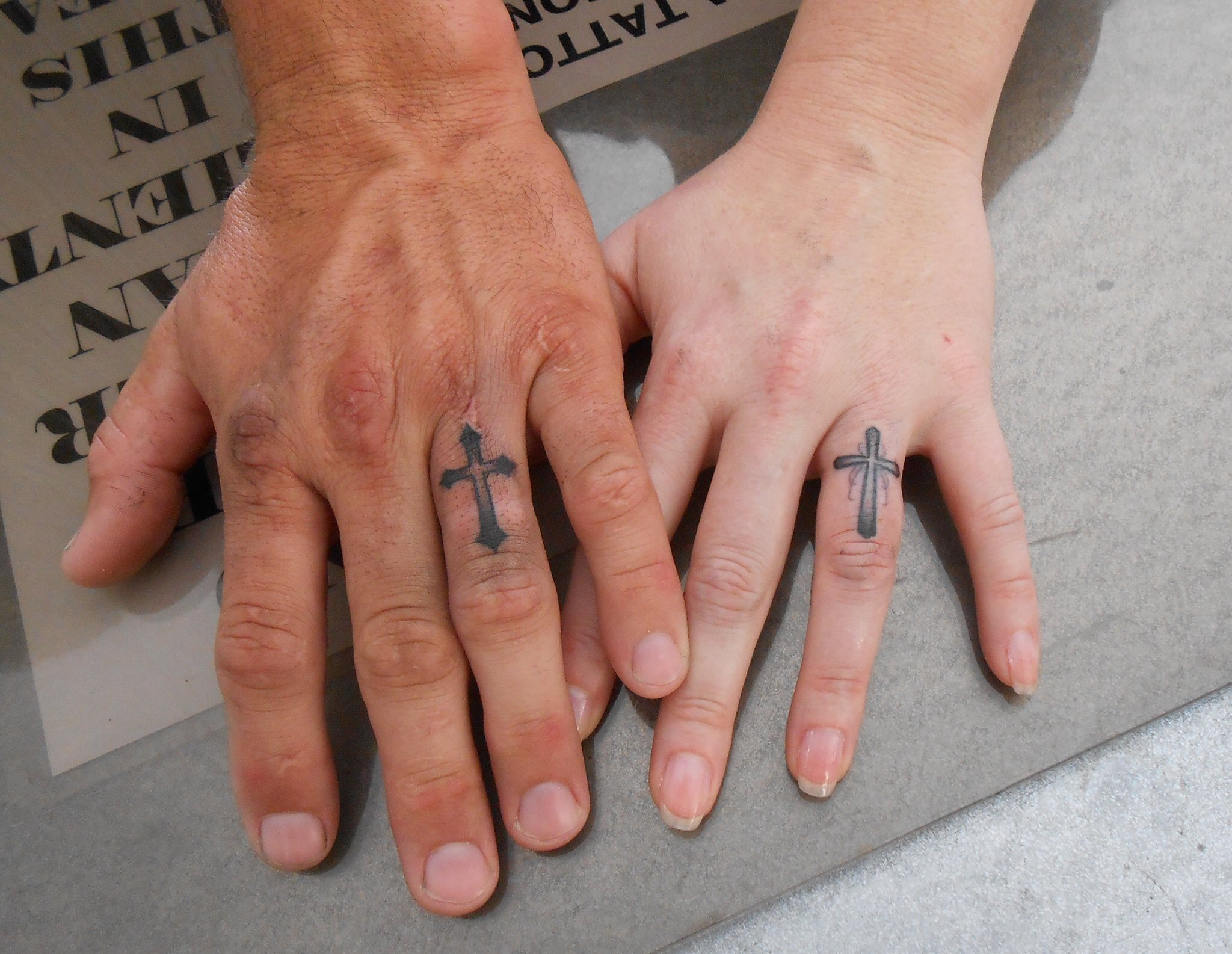 49 Elegant Cross Tattoos On Finger with regard to proportions 2048 X 1586