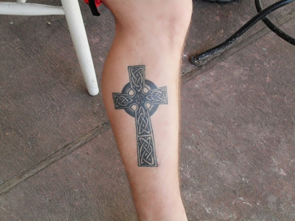55 Antic Cross Tattoos For Leg within dimensions 1024 X 768