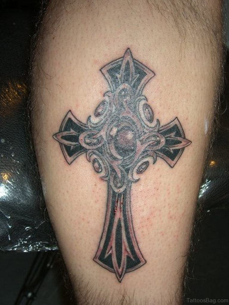 55 Antic Cross Tattoos For Leg within size 768 X 1024