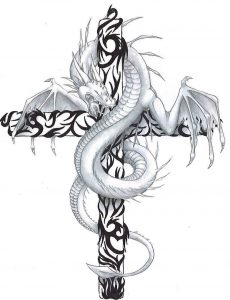 55 Dragon Cross Tattoos Designs And Pictures with proportions 782 X 1021