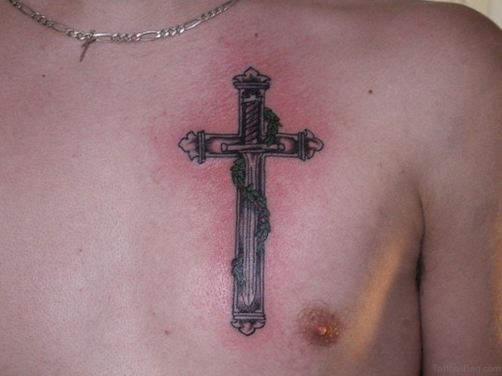 59 Good Looking Cross Tattoos Designs For Chest for proportions 1024 X 768