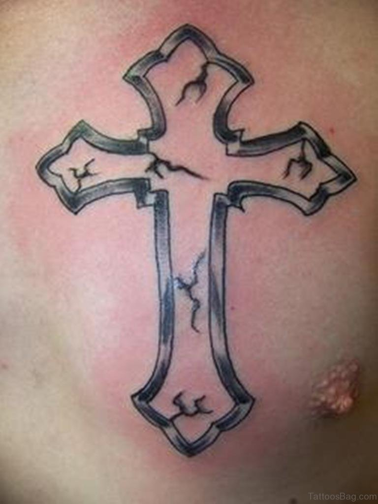59 Good Looking Cross Tattoos Designs For Chest within dimensions 768 X 1024
