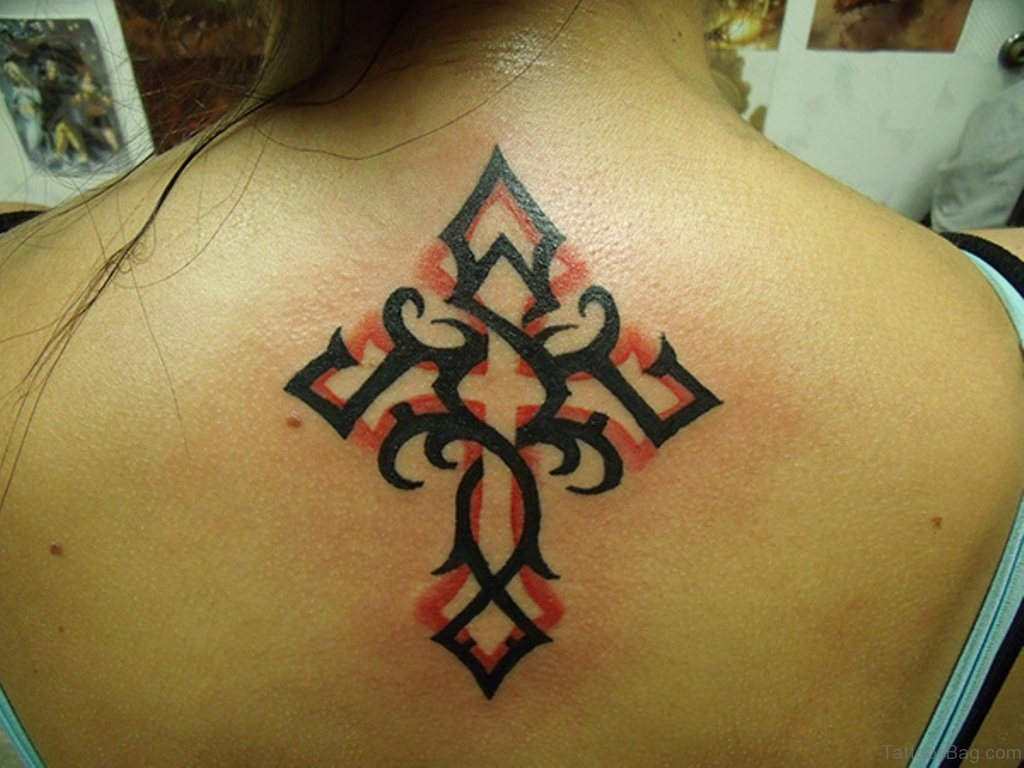 60 Fabulous Cross Tattoos For Back throughout measurements 1024 X 768