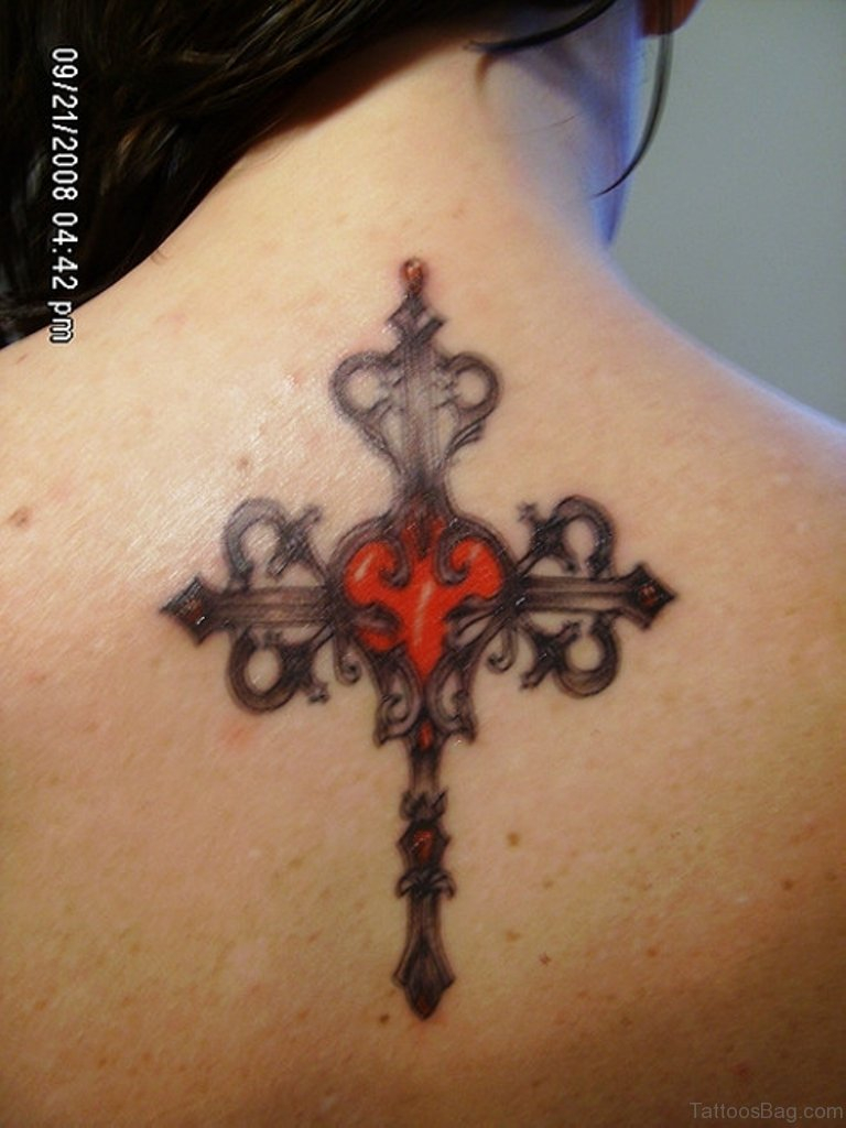 60 Fabulous Cross Tattoos For Back within sizing 768 X 1024