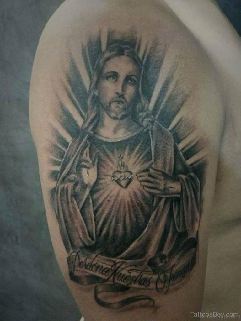61 Classic Jesus Tattoos On Shoulder pertaining to measurements 768 X 1024