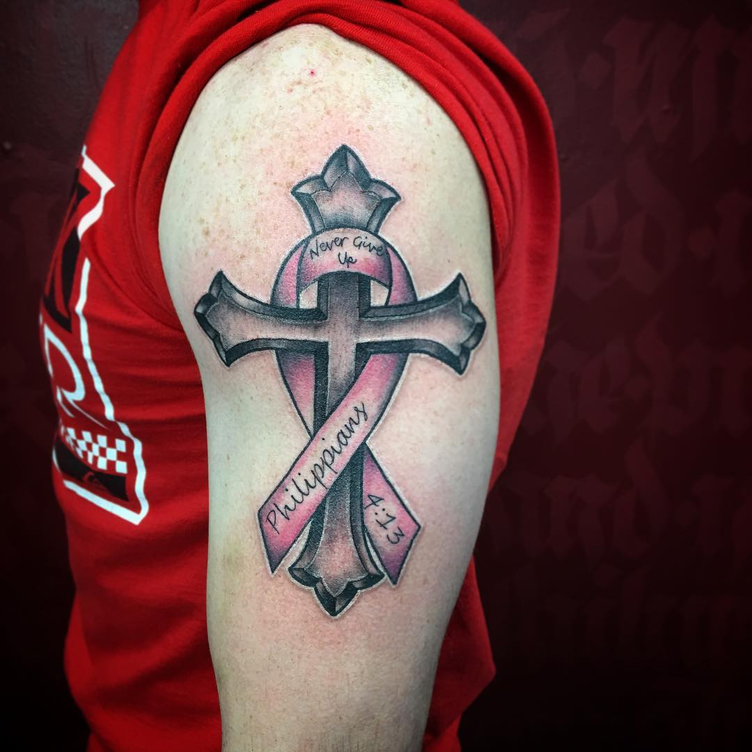 Cross Cancer Ribbon Tattoo • Half Sleeve Tattoo Site.