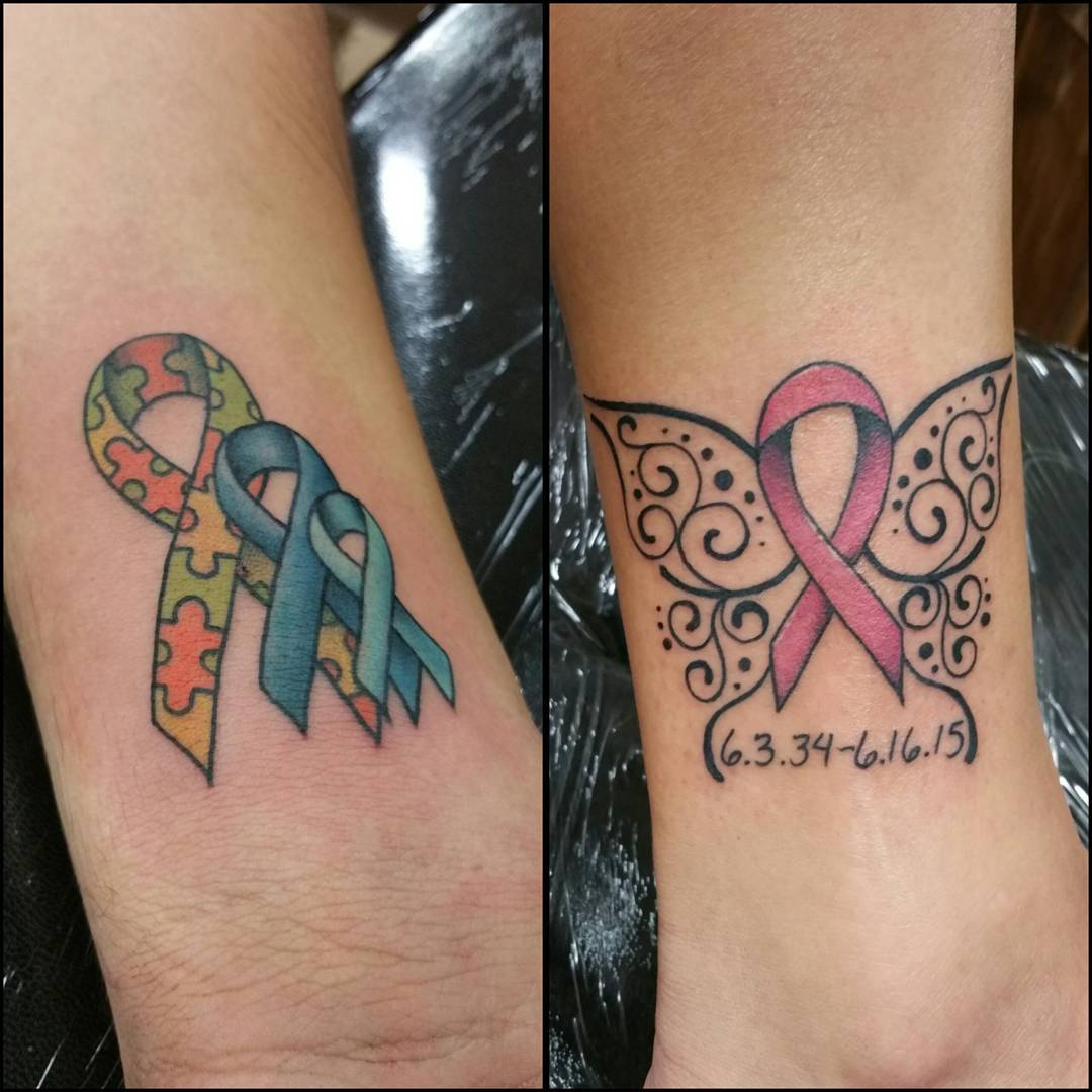 65 Best Cancer Ribbon Tattoo Designs Meanings 2019 throughout measurements ...