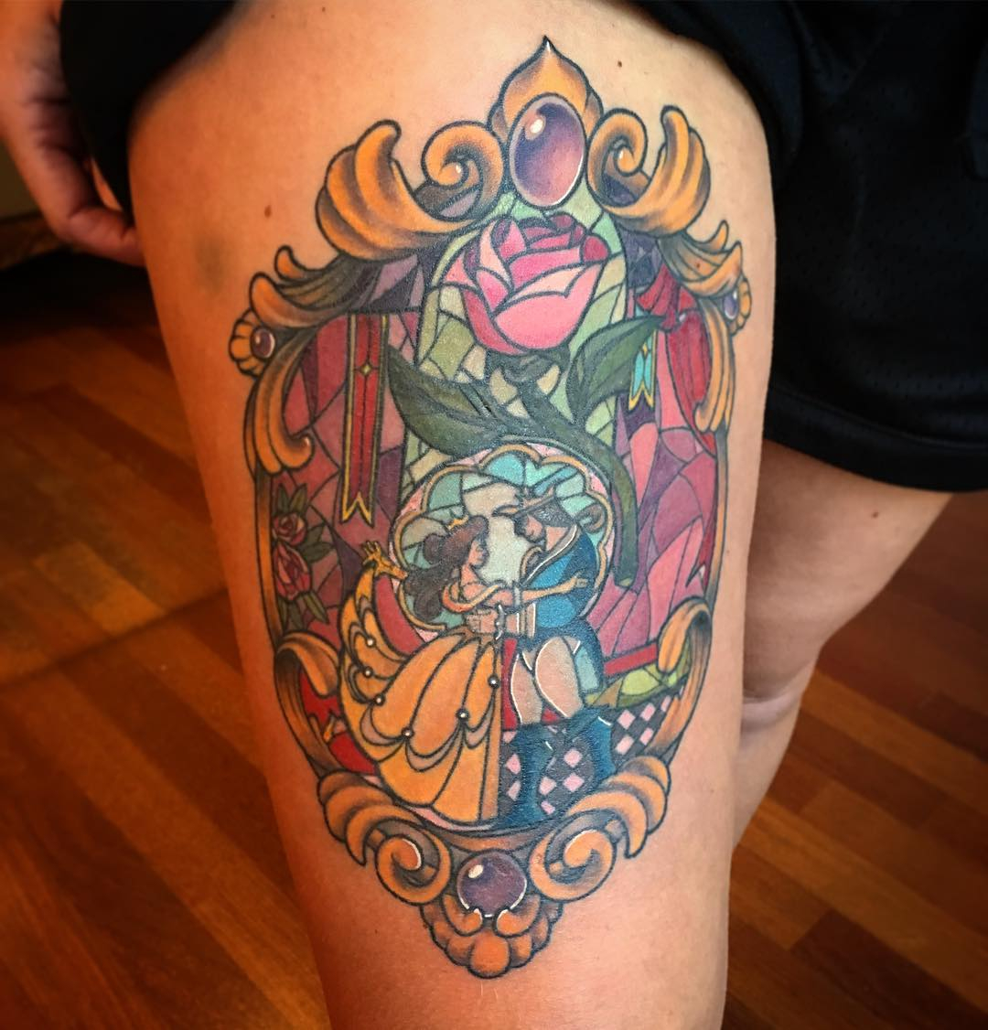 75 Dazzling Stained Glass Tattoo Ideas Nothing Less Than A Work Of Art intended for dimensions 1080 X 1126