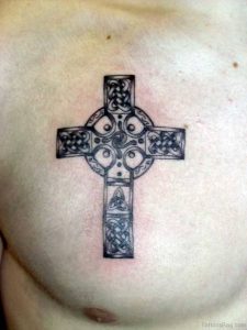 75 Stylish Cross Tattoos For Chest throughout proportions 768 X 1024