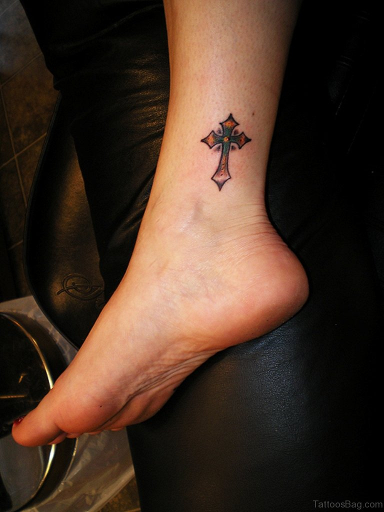 80 Great Cross Tattoos For Ankle with measurements 768 X 1024