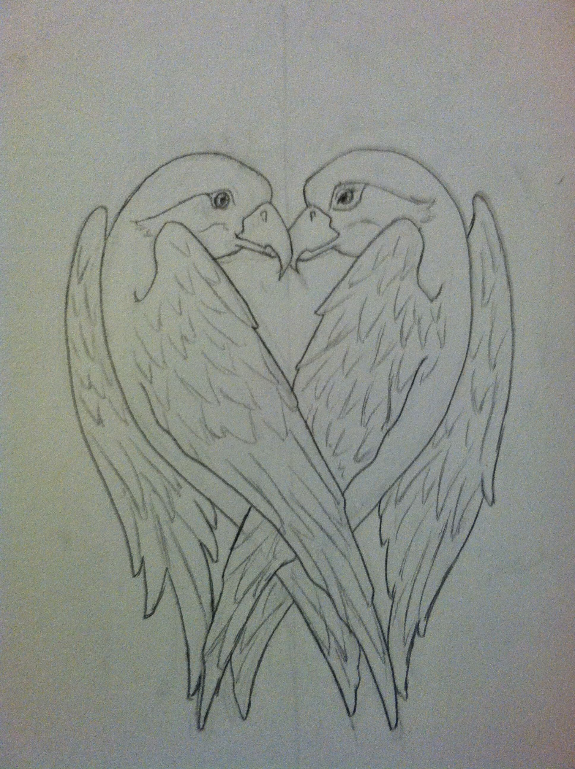 A Bird Heart Tattoo Design With The Two Birds Forming A Shape Of A inside size 1936 X 2592