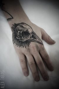 Alex Tabuns Crow Skull Tattoo Corvids Hand Tattoos Skull Hand within proportions 1276 X 1920