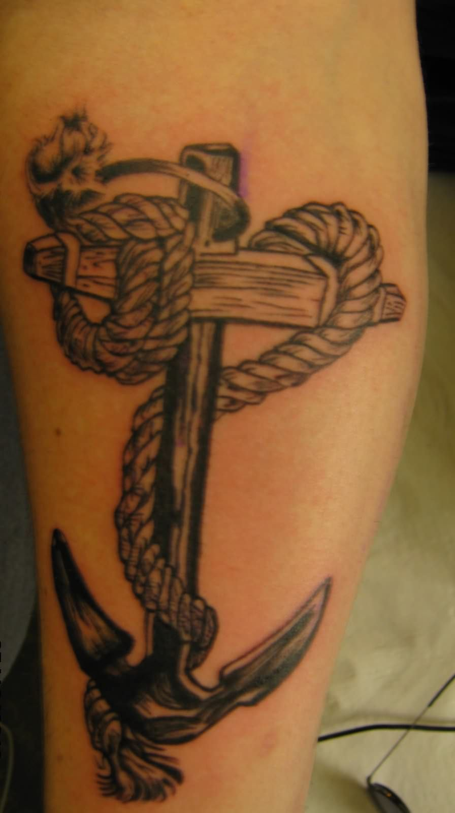 Anchor With Rope And Wooden Cross Beam Tattoos And The Tattooed pertaining to proportions 896 X 1600