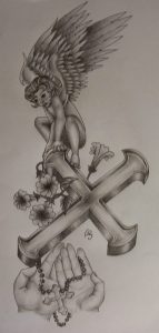 Angel On Cross Tattoo Design Tattoos Angel Tattoo Designs for proportions 725 X 1522