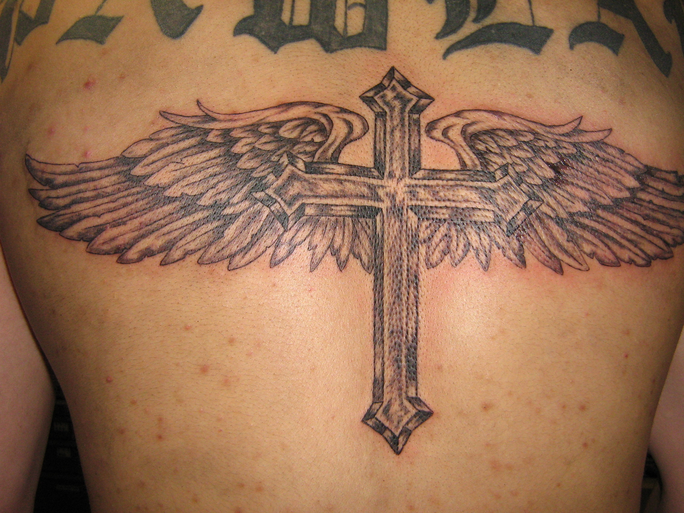 Angel Wings Cross Tattoo On Back Tattoo Ideas inside proportions 2272 X 1704