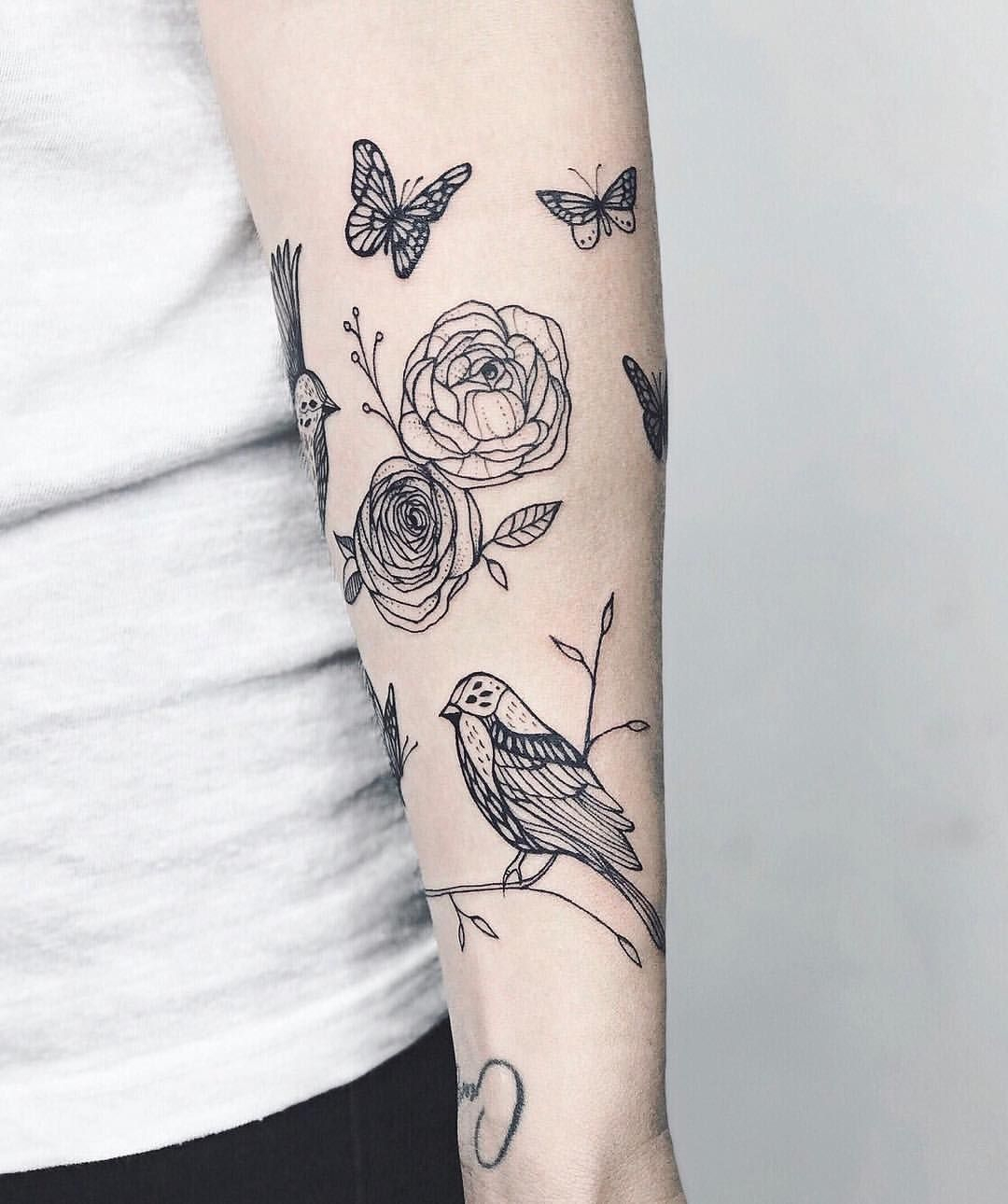 Animals Tattoo With Bird And Flower in proportions 1080 X 1290