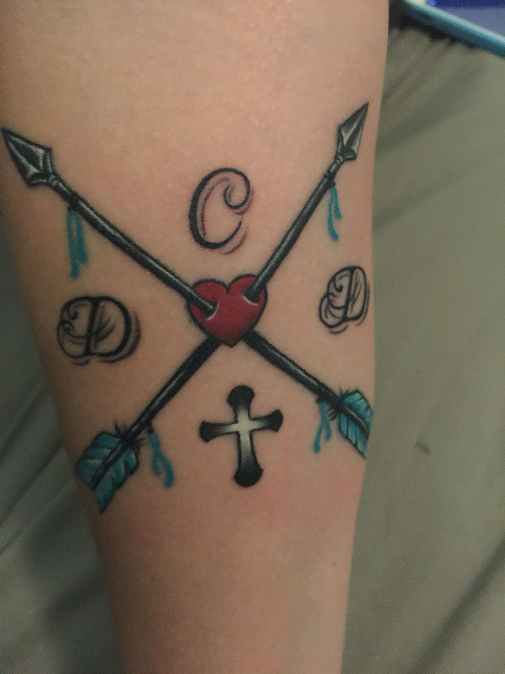 Arrows Initials Cross Heart Tattoo Tattoos Tattoos Deathly with regard to dimensions 1656 X 2208