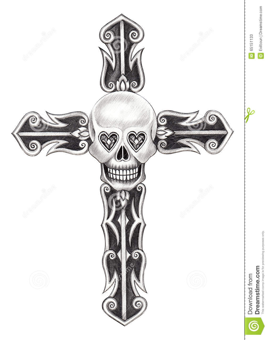 Art Skull Cross Tattoo Stock Illustration Illustration Of regarding proportions 1022 X 1300