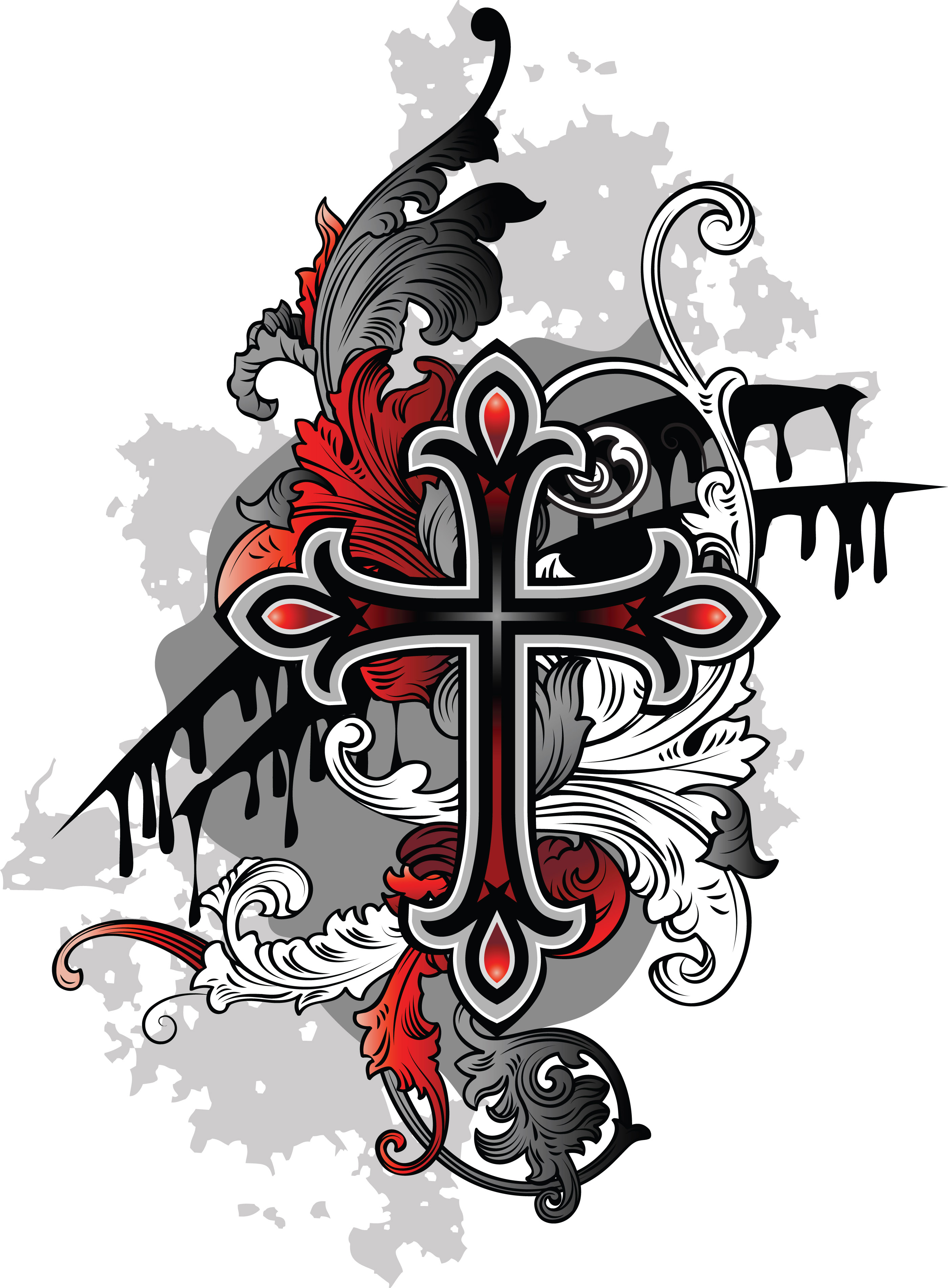 Awesome Grey Ink Gothic Cross Tattoo Design with regard to dimensions 2800 X 3803