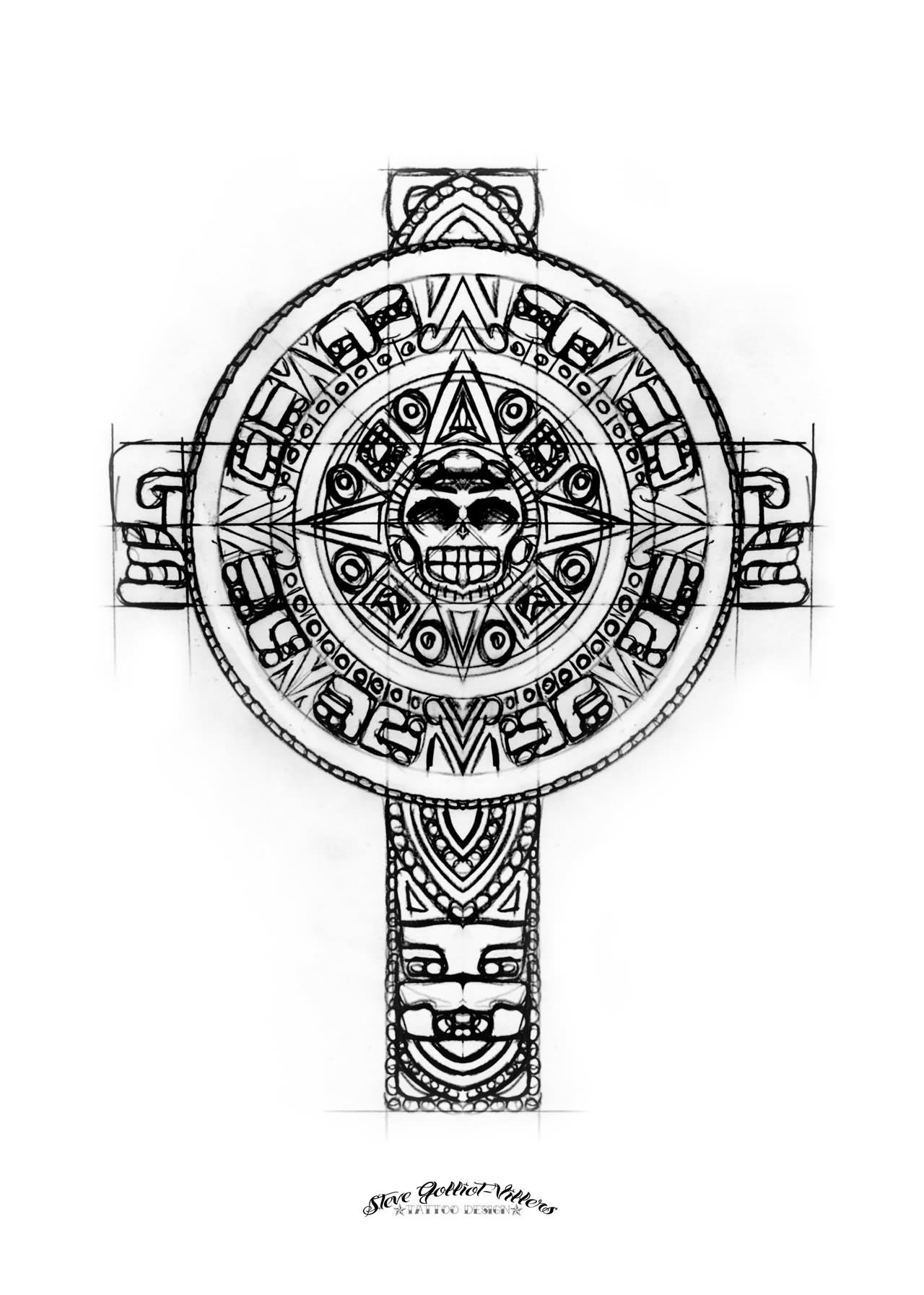 Aztec Cross Tattoo Stencil Steve Golliot Villers in measurements 1280 X 1793